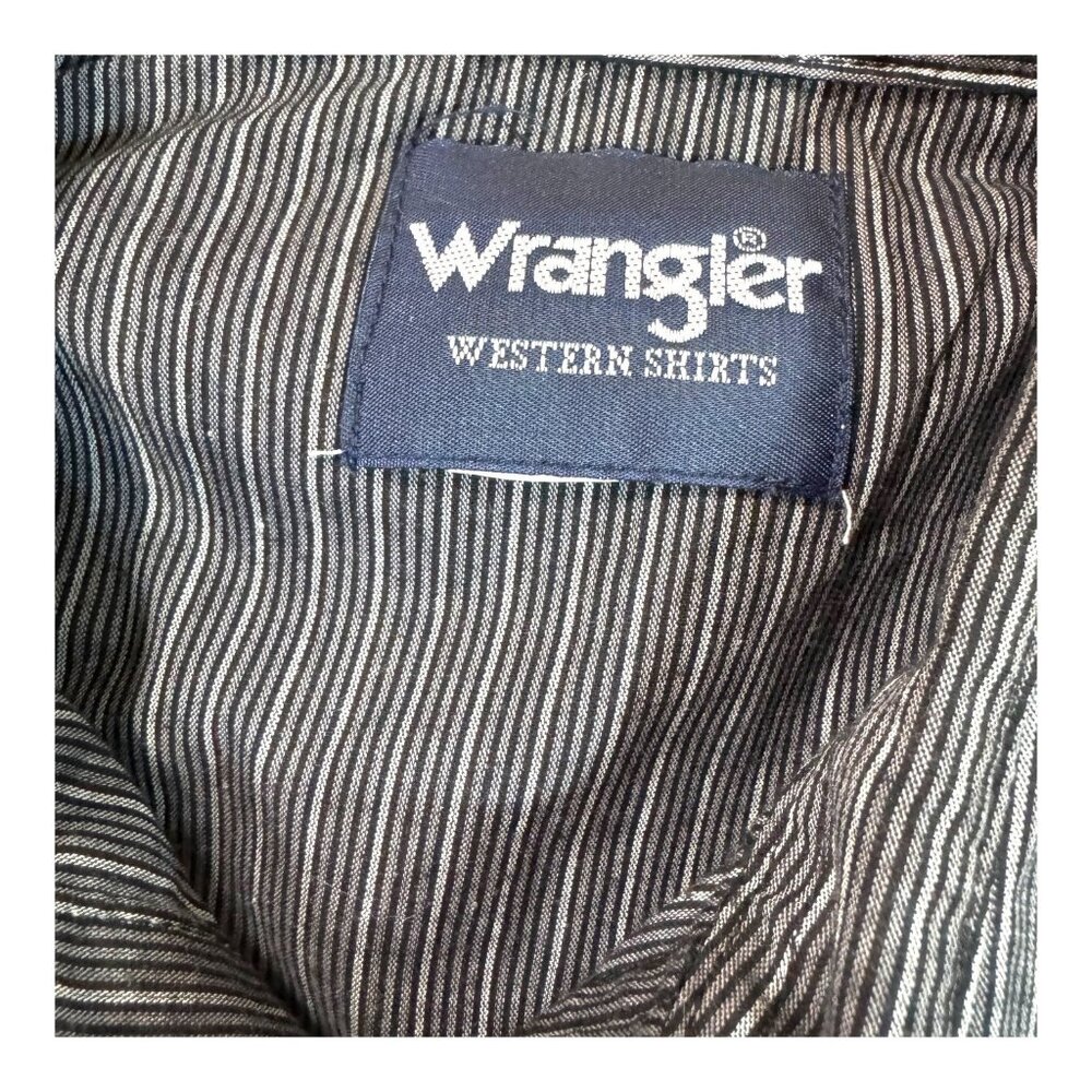 Wrangler Western Striped Short Sleeve Shirt Pinstripe Pearl Snap Cowboy Grunge L - Picture 3 of 4